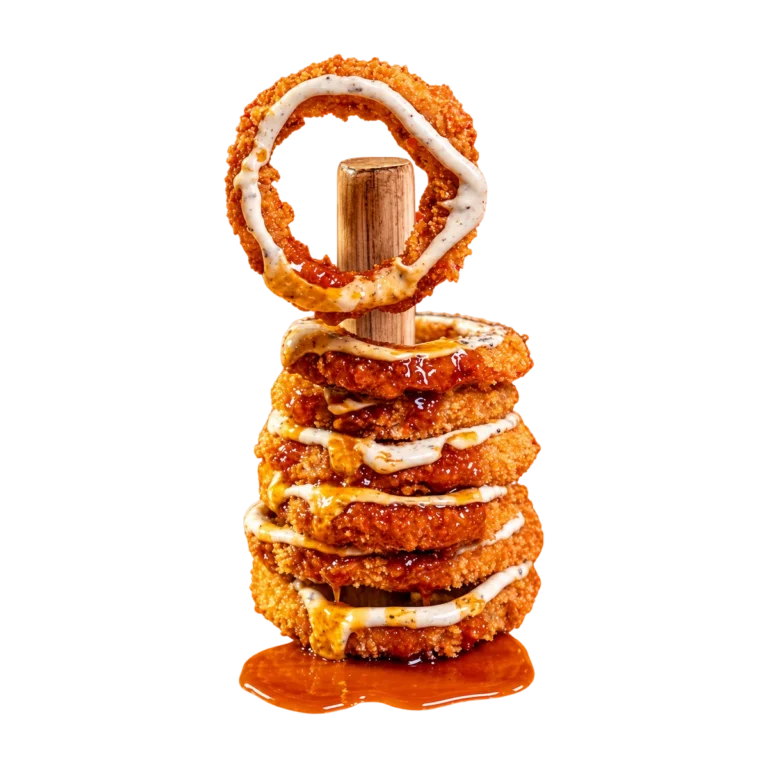 Aros de Cebolla con BBQ de Coco y Lima